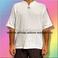 Мужская рубашка - марлевка БЕЛАЯ с коротким рукавом из Тайланда